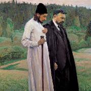 Mikhail Nesterov Philosophers depicts Symbolist thinkers Pavel Florensky and Sergei Bulgakov china oil painting artist